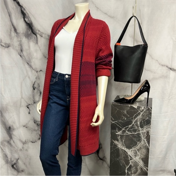 Cabi Joy Red & Navy Cardigan Sweater - Picture 1 of 7